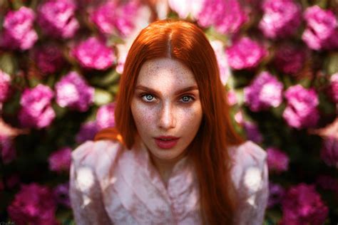 2048x1367 Woman Blue Eyes Girl Lipstick Freckles Redhead Model