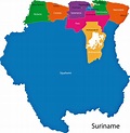 Suriname Map of Regions and Provinces - OrangeSmile.com
