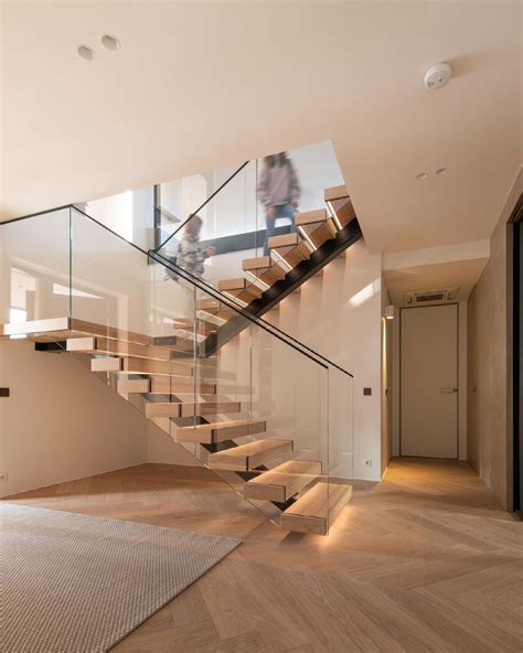 U Shaped Modern Stair Ideas With Led Lighting