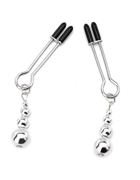 Silver Breast Clamps With Rubber Tips Cute Nipple Clamps For Beginners