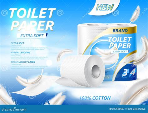 Vector Realistic Toilet Paper Roll Package Mockup Stock Vector