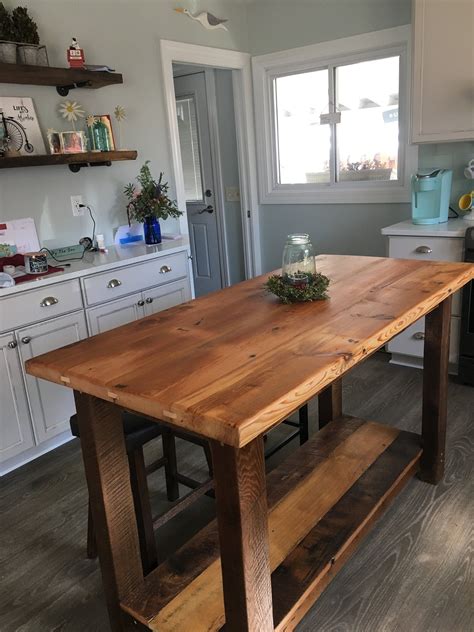 Rustic Kitchen Island Made From Reclaimed Pine Barnwood Etsy Classic