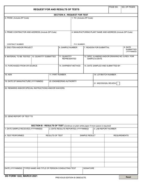 Dd Form 1222 Download Fillable Pdf Or Fill Online Request For And
