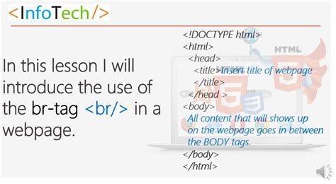 Introduction To The HTML Br Tag InfoTech Education Corp Web Development Class Trading Room