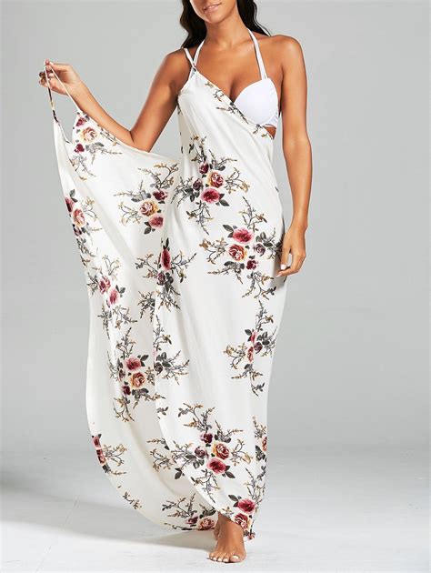 [37 off] 2021 chiffon floral convertible sarong wrap cover up dress in white dresslily