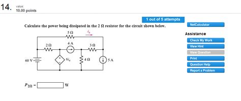 Solved Calculate The Power Being Dissipated In The Ohm Chegg