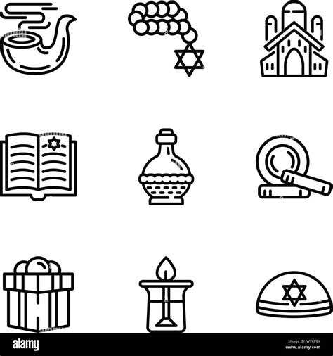 Judaism Icon Set Outline Set Of 9 Judaism Vector Icons For Web Design