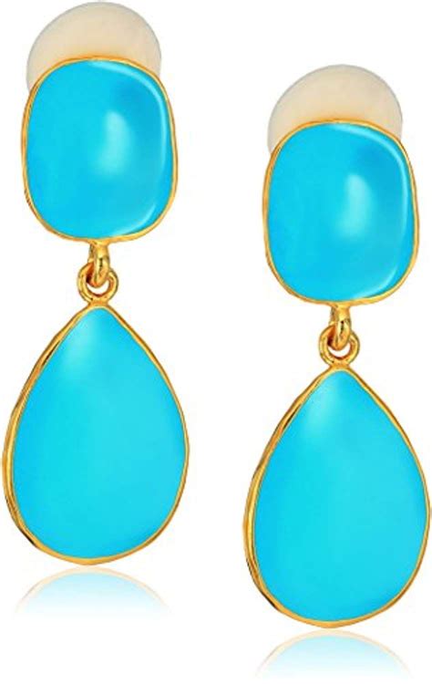 Gold Turquoise Enamel Drop Earrings Continue To The Product At The