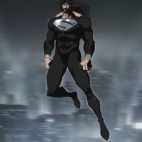 Artstation Beard Long Hair Black Suit Superman