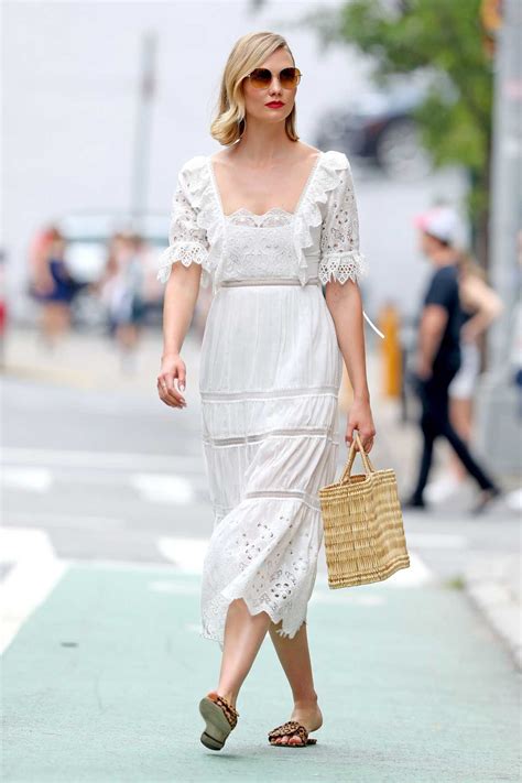 Karlie Kloss In A White Summer Lace Dress Was Seen Out In Nyc 0616