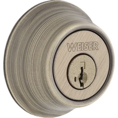 Weiser Single Cylinder Deadbolt Antique Brass Rona