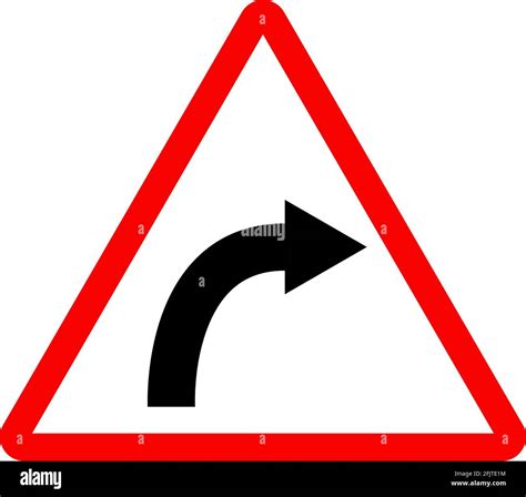 Right Curve Sign Red Triangle Background Traffic Safety Signs And