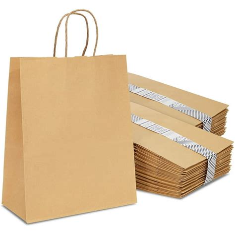 100 Pack Brown Kraft Paper Bag 8x4x10 In Party T Bags With Handles