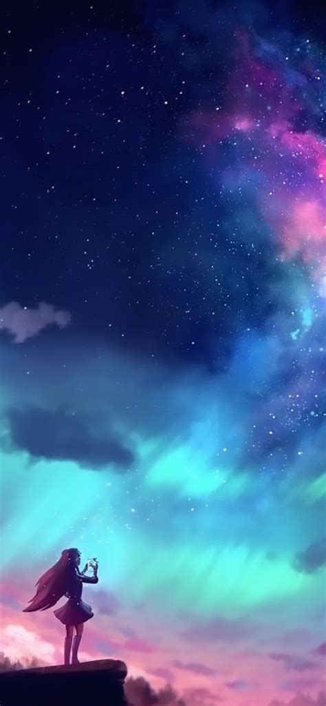1242x2688 Anime Girl And Colorful Sky Iphone Xs Max Wallpaper Hd Anime