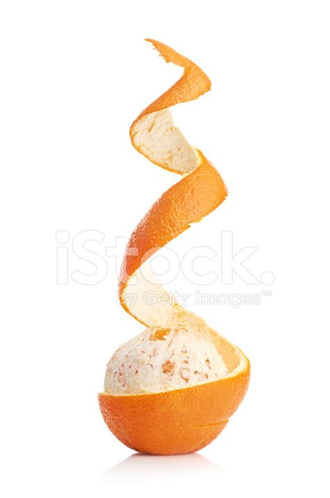 Orange With Peeled Spiral Skin Stock Photo Royalty Free Freeimages