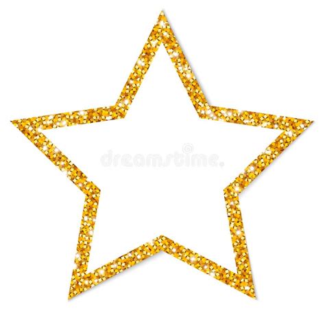 Single Golden Glitter Star Sparkling Frame With Shadow Stock Vector