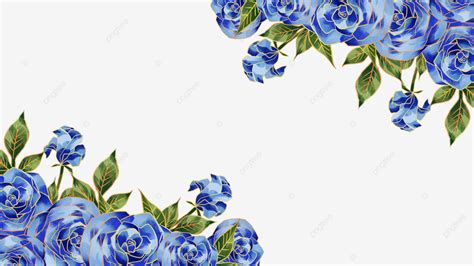 Blue Rose Gold Combination Border Dark Flowers Blue Rose Watercolor