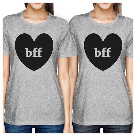 365 Printing Bff Hearts Bff Matching Grey Shirts