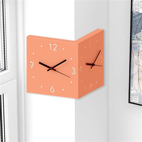 Modern Minimalist Style 3d Double Sided Square Metal Corner Wall Clock