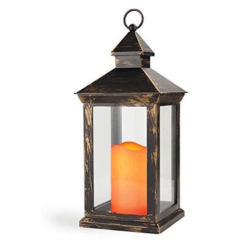 Bright Zeal 14 Tall Vintage Decorative Lantern With Led Pillar Candle