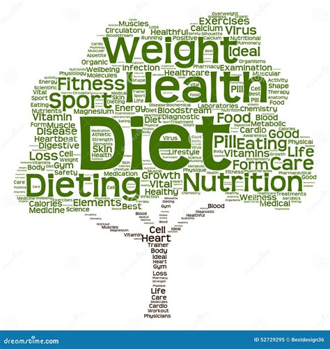 Conceptual Health Or Diet Tree Word Cloud Stock Vector Illustration