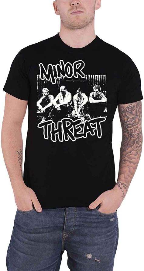 Minor Threat T Shirt Band Shot Logo Official Mens Black Size M Clothing Shoes