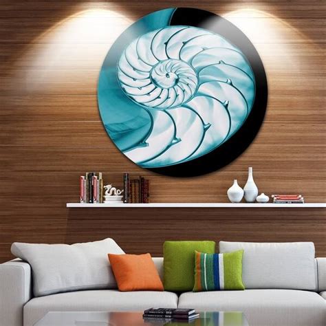Designart Chambered Nautilus Shell Abstract Art Large Disc Metal Wall
