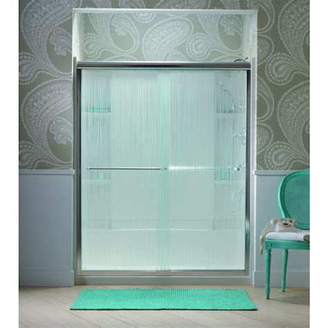 sterling finesse 54 625 in to 59 625 in w x 70 0625 in h polished bright silver sliding shower