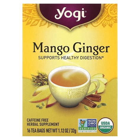 yogi tea mango ginger caffeine free 16 tea bags 1 12 oz 32 g