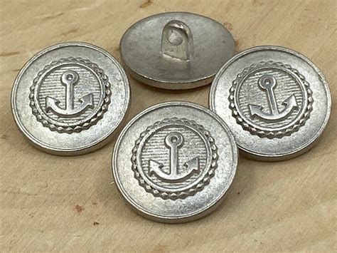 Anchor Metal Buttons Antique Silver 17mm Round Button Qty 4 Etsy