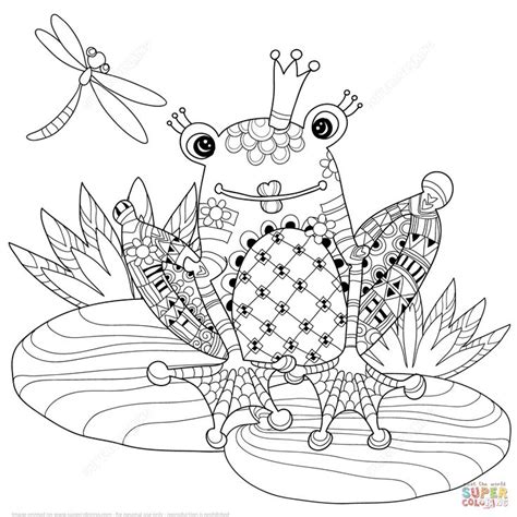 Zentangle Frog Prince Coloring Pagepng 1300×1300 Páginas Para