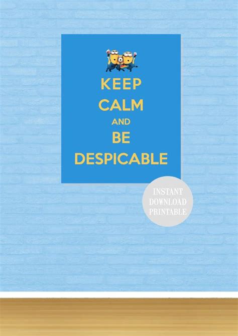 Keep Calm Minion Despicable Me Printable 8x10 By Colourmyroom Keep