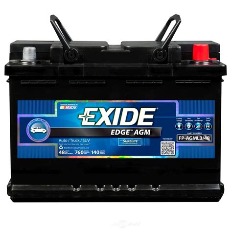 Battery Exide Edge Flat Plate Agm Cca 760 Exide Batteries New Fp Agml348 Ebay