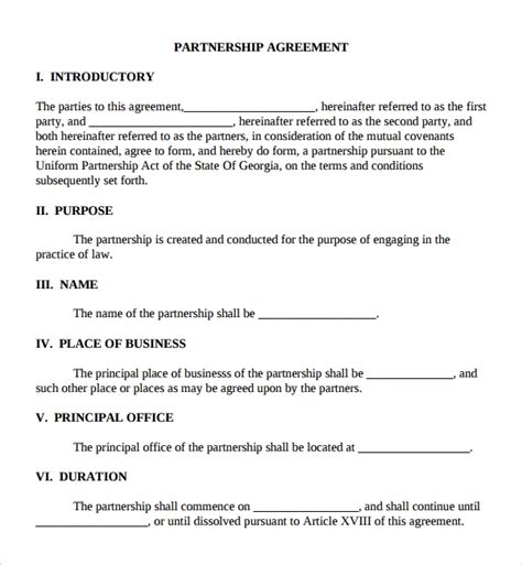 Free Sample Business Partner Agreement Templates In Pdf Ms Word