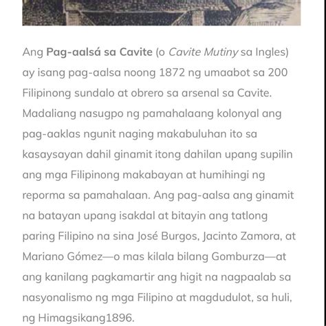 Sino Ang Namuno Sa Pag Aalsa Sa Cavite Noong Enero 20 1872 Dahil Sa
