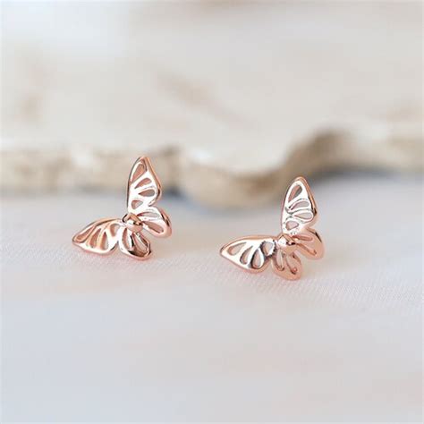 Butterfly Earrings Butterfly Stud Earrings Silver Butterfly Etsy
