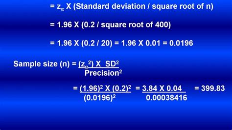 Sample Size Calculation For Mean And Sd With Examples Youtube