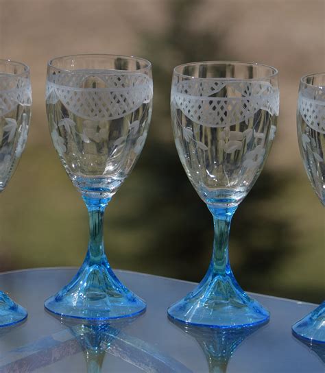 Vintage Etched Crystal Wine Glasses Set Of 4 Tiffin Franciscan Circa