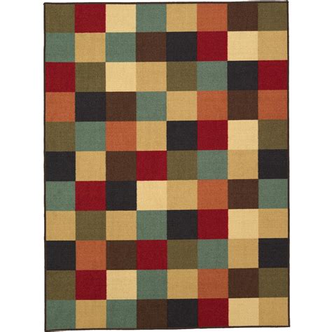 Ottomanson Ottohome Collection Contemporary Checkered Design Multicolor