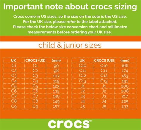 Crocs Size Chart Conversion
