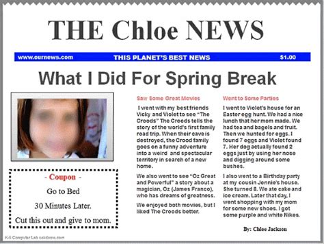 A report of an event presents a record of events that took place. Google Classroom Newspaper Template - Blue | K-5 Computer Lab