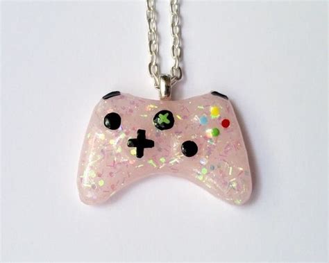 Pink Glitter Xbox Controller Necklace Gamer Girl Nerdy