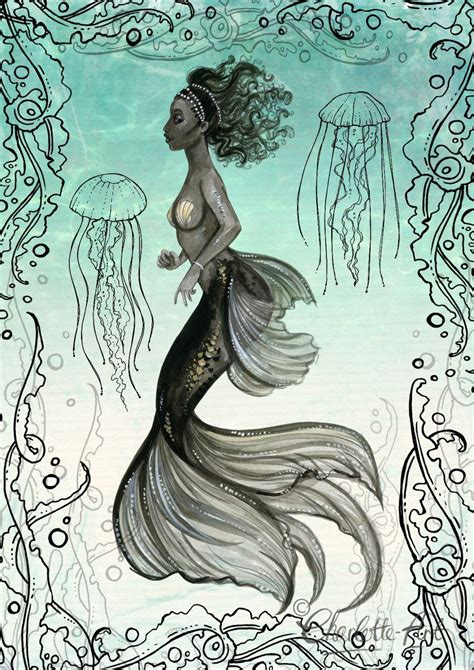 Black Mermaid A4 Size Wall Art Print Nautical Bathroom Etsy Mermaid
