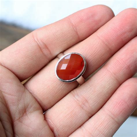 Red Onyx Ring Bold Sterling Silver Statement Ring Etsy