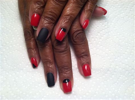 Hot Red And Black Matte Nails Nail Art Gallery