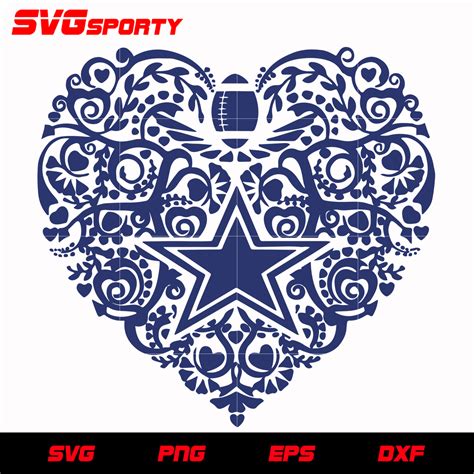 Dallas Cowboys Heart Svg Nfl Svg Eps Dxf Png Digital File Svg Sporty