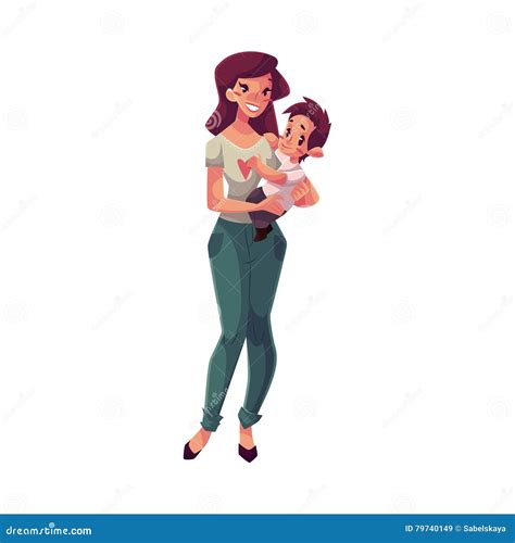 Happy Mother Holding Her Son In Hands Stock Vector Illustration Of