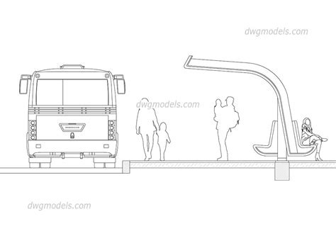 Cars, lorries, buses, construction and minning equipment, airplanes, commercial airplanes Bus stop 1 DWG, free CAD Blocks download