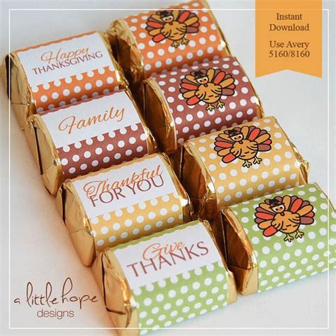 Whether for a party favor, wedding favor, unique gifts or halloween, printable candy wrappers can add a personal touch to a sweet treat. Thanksgiving Printable Mini Candy Wrappers | Thanksgiving Wikii
