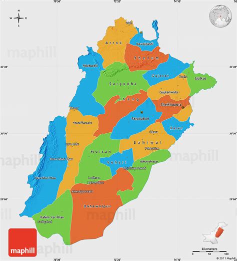 Political Map Of Punjab Single Color Outside